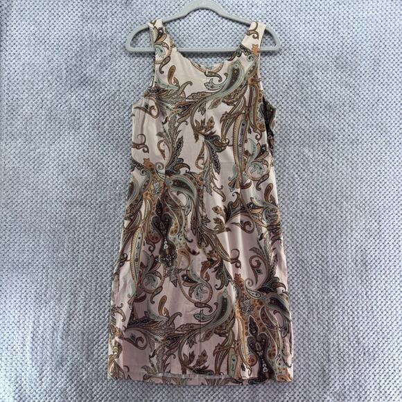 Tommy Bahama Dress Womens 12 Brown Zanzi Paisley Sheath Knee Lenght Scoop Neck - Picture 5 of 14